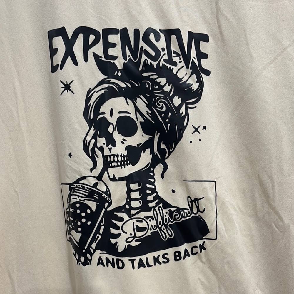 6/$25Cream Short Sleeve Tee with Black Graphic - Picture 3 of 3